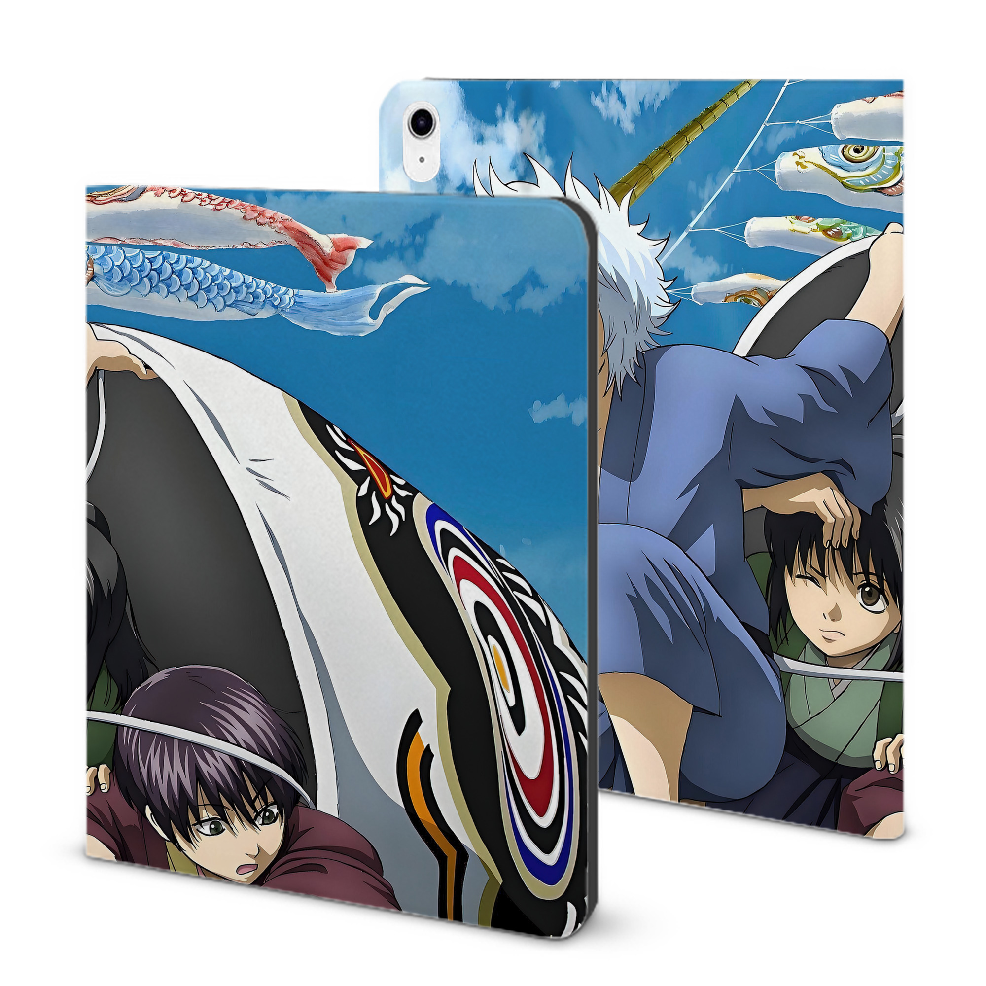 （画像用） ぎんたま 坂田銀時（さかたぎんとき） 神楽 志村新八（しむら しんぱち） GINTAMA Sakata Gintoki Kagura Shimura Shinpachi IPad ケース ブック型 PUレザー TPU 耐衝撃 軽量 薄型 ペン収納なし 全面保護 IPad 各モデル対応